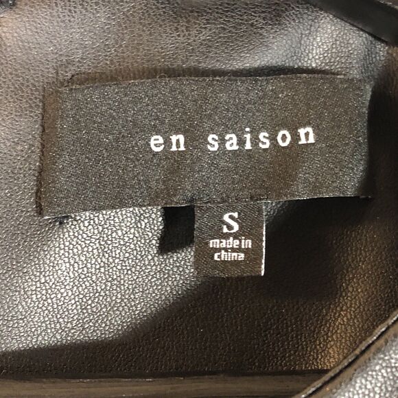 En Saison Puff Sleeve Faux Leather Minidress Black Small with Pockets - Picture 5 of 15